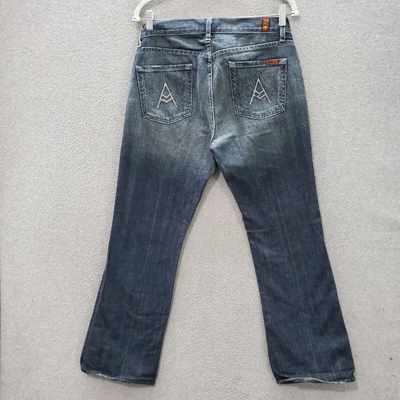 7 For All Mankind Women Jeans 30 Denim Bootcut‎ Pockets Mid Rise 28" Inseam READ - Picture 8 of 11